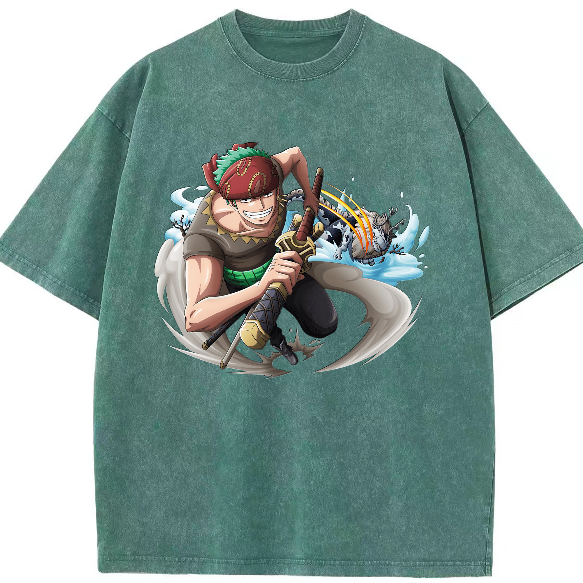 ワンピース ロロノア・ゾロ ONE PIECE Roronoa Zoro 綿100% ヴィンテージ風 半袖Tシャツ（フロントプリント）